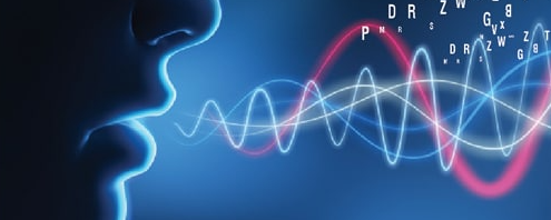 a mouth and a voice waveform